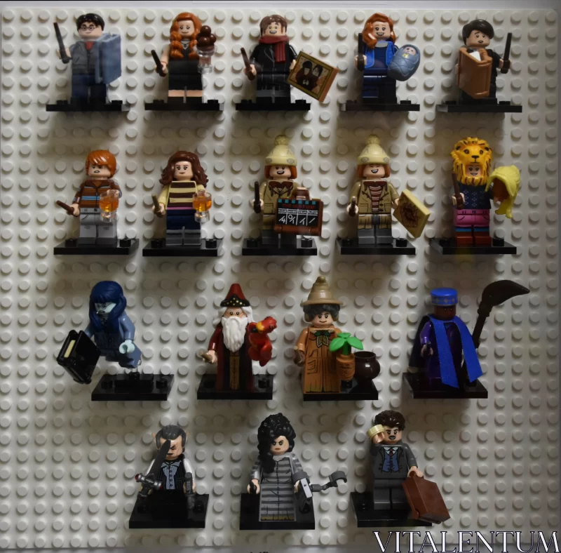Wizarding Wonders: Lego Minifigurines of Iconic Harry Potter Characters on White Lego Wall Free Stock Photo