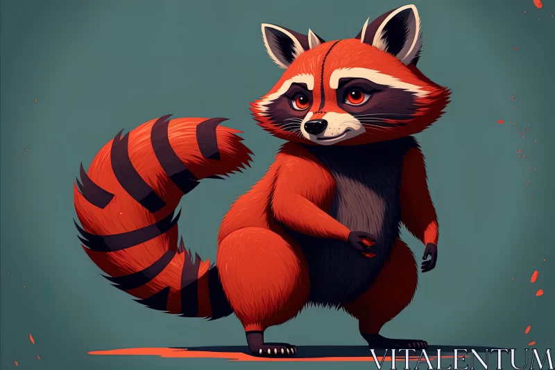 Vibrant and Quirky: Meet the Charming Cartoon Red Raccoon Overflowing with Personality AI Image