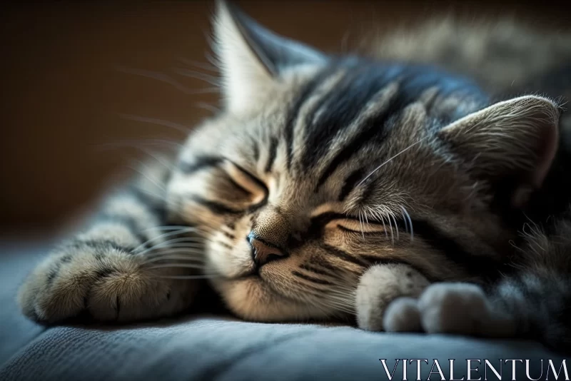 Blissful Slumber: Totally Relaxed and Sleeping, Adorable Cat AI Image