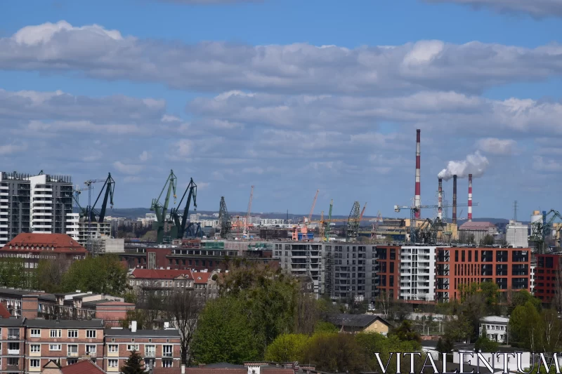 Panorama of Gdańsk With Cranes and Modern Buildings under Construction Free Stock Photo