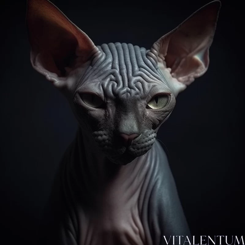 The Dark gray Canadian Sphynx cat is a beautiful and elegant f that stands out with striking color a AI Image