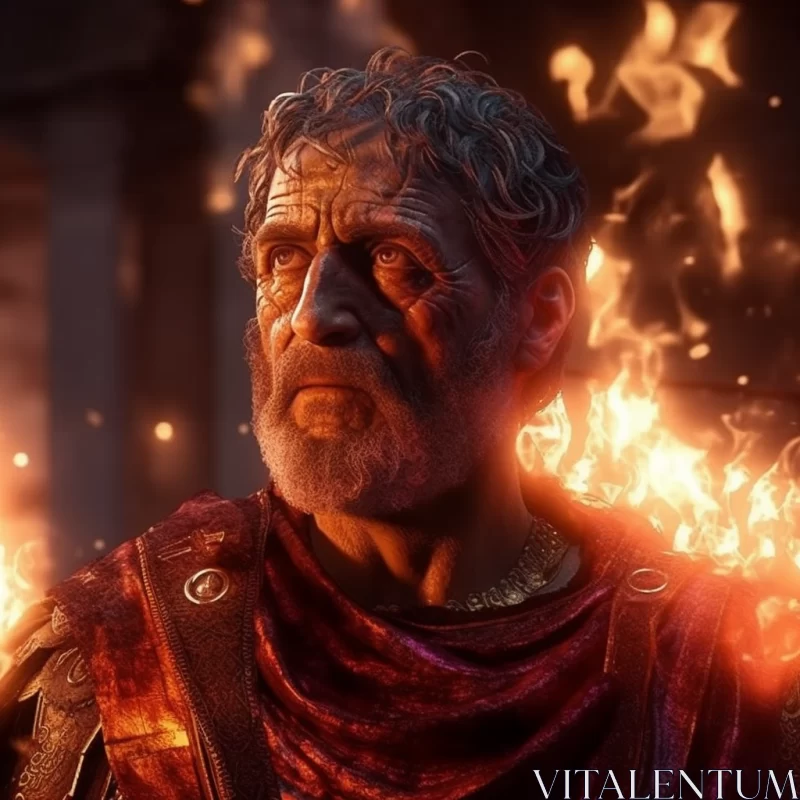 The Roman Emperor and the Burning of Ancient Rome AI Image