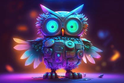 Jolly Robowl: A Hilariously Fluffy Neon Encounter