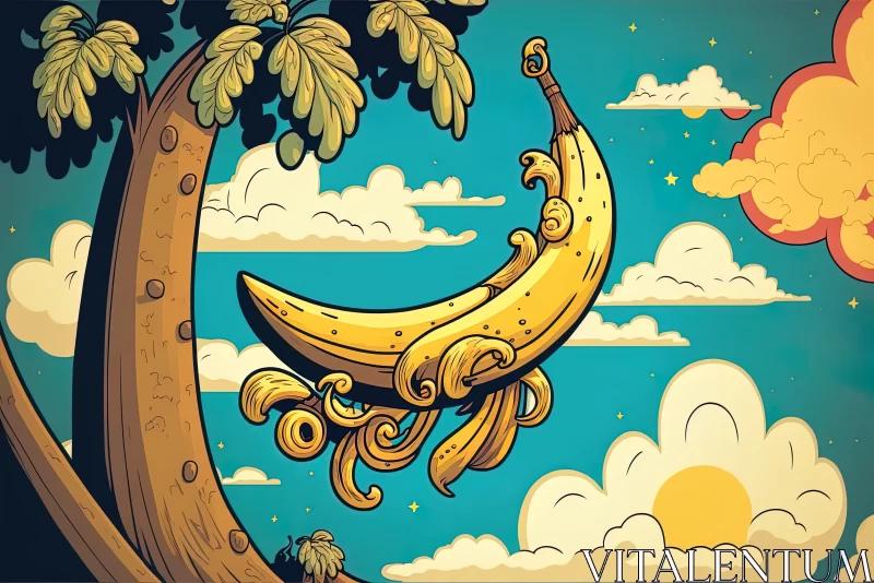 Sky High Serenade: A Tropical Symphony of Bananas AI Image
