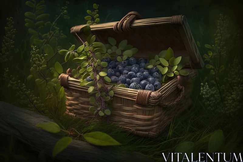 Nature's Jewels: A Bountiful Basket of Luscious Blueberries AI Image