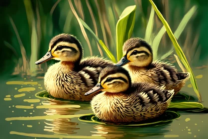 Springtime Delight: Charming Mallard Ducklings Take to the Water