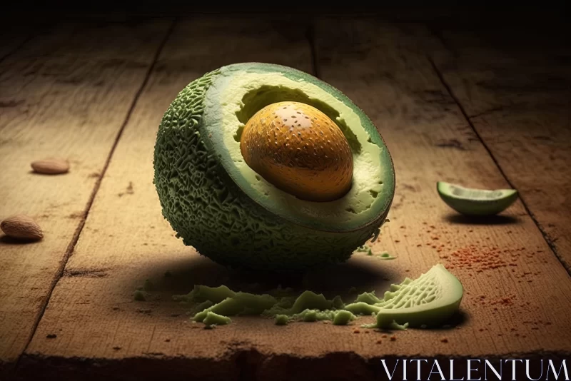Guilt-free Delight: Scrumptious Grated Avocado on Rustic Wooden Floor AI Image