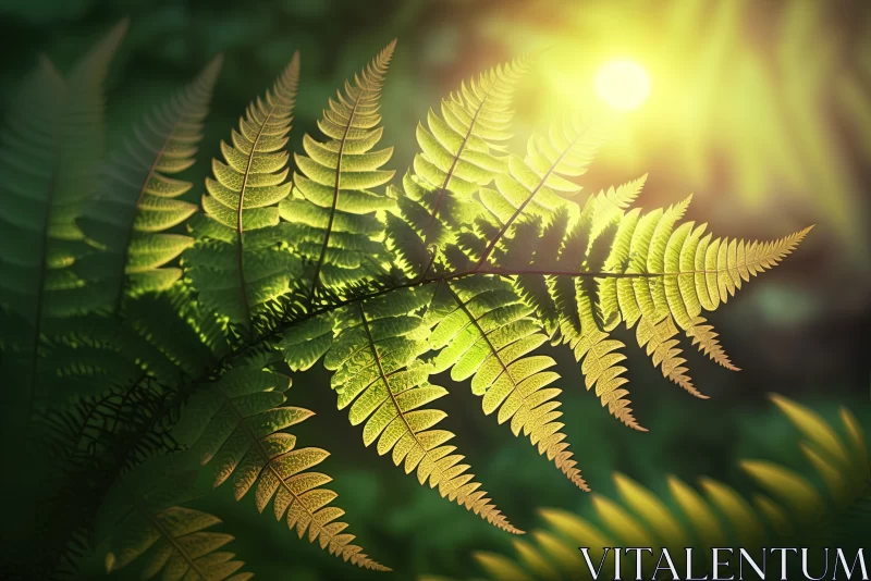 Ferns at First Light: A Serene Encounter with Nature's Artistry AI Image
