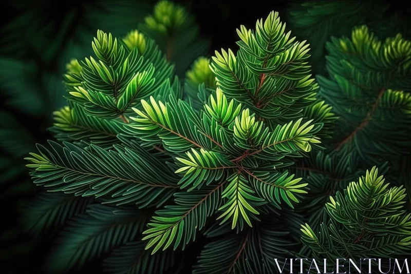 Green Pine Leaves: A Refreshing and Natural Background AI Image