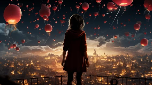 Cinematic Whispers: A Sky of Scarlet Balloons