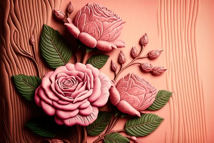 Ethereal Elegance: A Symphony of Pink Roses Amidst Rustic Woodland Delight