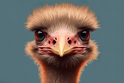 Graceful Gaze: A Captivating Closeup of a Delightfully Cute Ostrich Portrait
