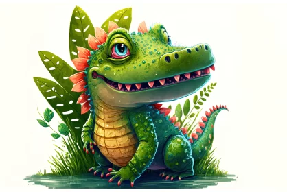 Tropical Tales: The Enchanting Croc's Aquatic Odyssey AI Image