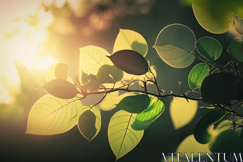 Green Leaves at Sunrise: The Symbol of New Beginnings AI Image