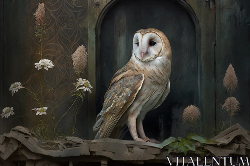 Enchanting Shroud: A Spellbinding Portrait of an Arcane Barn Owl AI Image