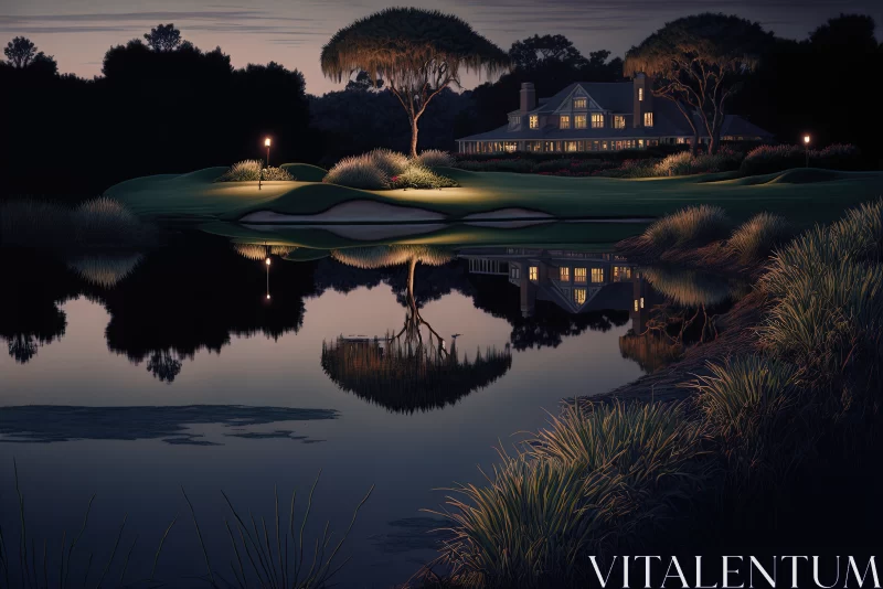 Twilight Tranquility: Reveries of a Golf Course AI Image