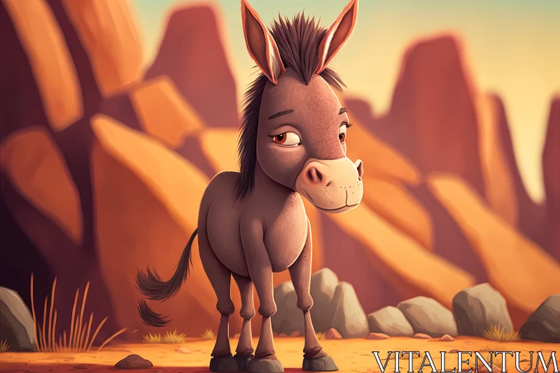 Guardian of the Earth: A Captivating Closeup of an Adorable Donkey on Rocky Terrain AI Image