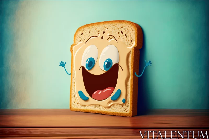 Amusing Toast Tales: A Whimsical Journey on Colorful Wooden Canvas AI Image