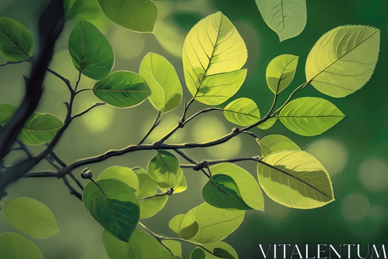 Emerald Awakening: Exploring the Newborn Green of Spring's Leaves AI Image