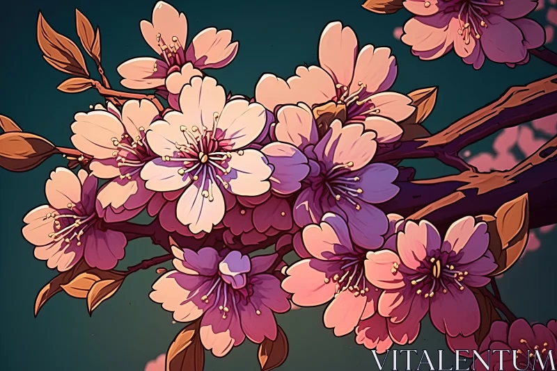 Whispers of Spring: A Mesmerizing Closeup of Captivating Cherry Blossoms AI Image