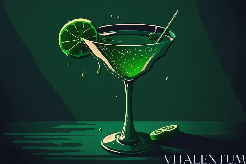 Exotic Paradise in a Glass: Green Cocktail Delight AI Image