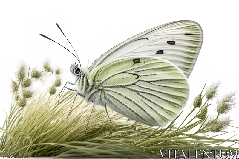 Discovering the Beauty of the Greenveined White Pieris Napi on a White Background AI Image