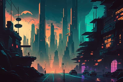 Neon Dreams: A Dazzling Cyberpunk Fantasy Cityscape Unveils a Digital Art Masterpiece