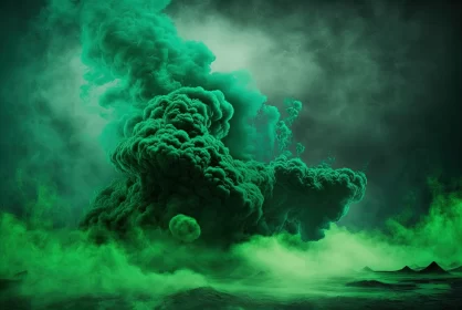 Discover the Dangers of Green Smog Over Water AI Image