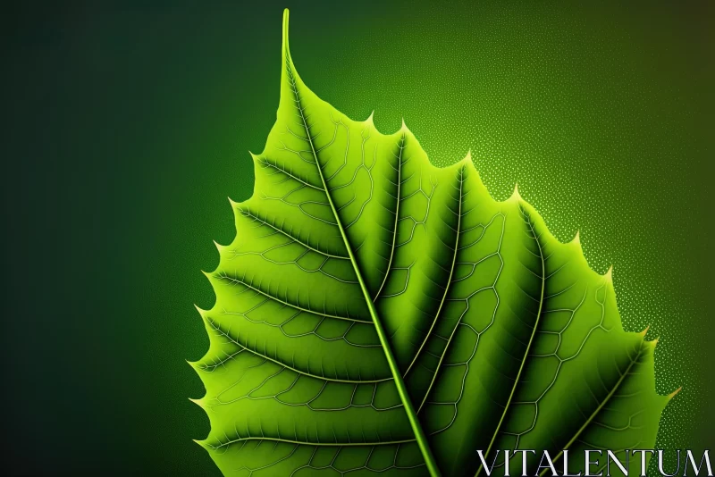 Nature's Beauty: A Glorious Green Leaf on a Dark Background AI Image