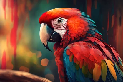 Vibrant Plumage Unveiled: A Kaleidoscope of Colors in the Closeup Encounter with a Scarlet Macaw