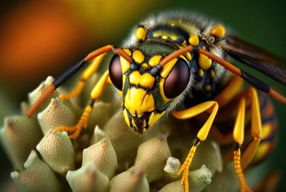 Intricate Wings and Ferocious Sting: A Close-Up of a Majestic Wasp in the Wild