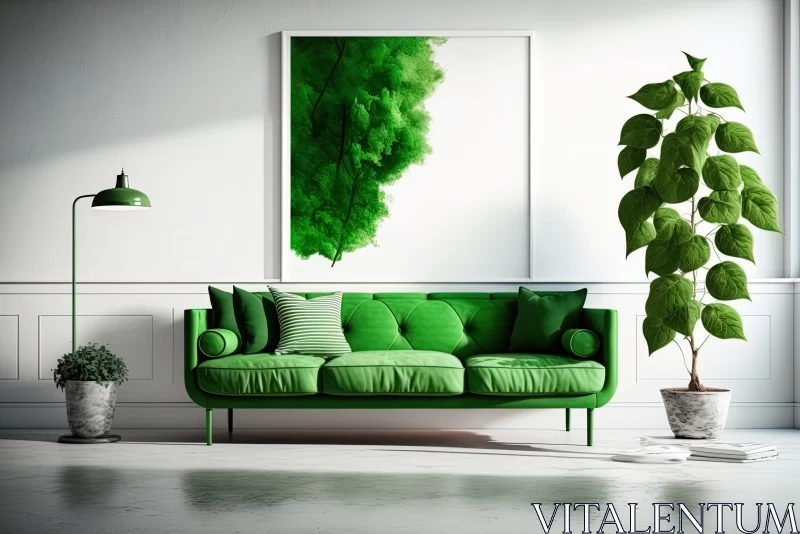 AI ART Creating a Relaxing Oasis in Your Home with a Free Space and a Green Couch