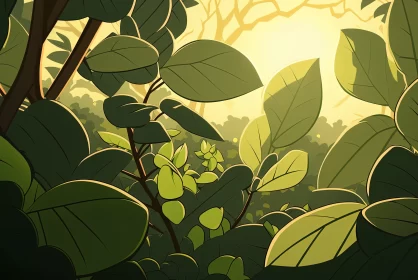 Dawn's Freshness: A Captivating Garden of Glistening Greenery at Sunrise