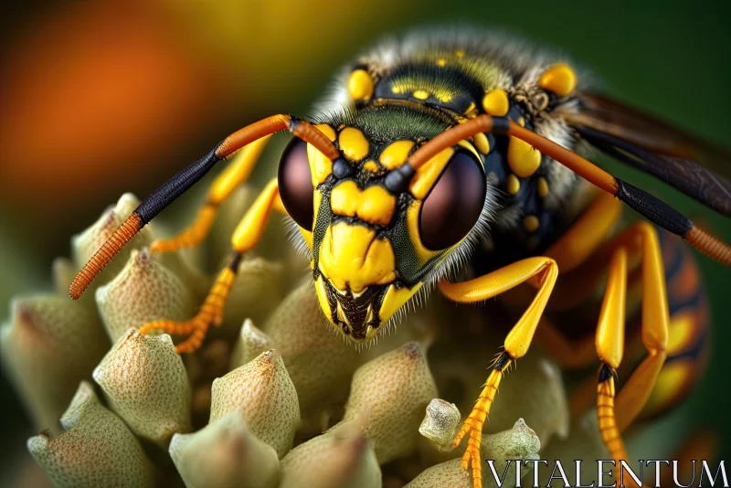 Intricate Wings and Ferocious Sting: A Close-Up of a Majestic Wasp in the Wild AI Image