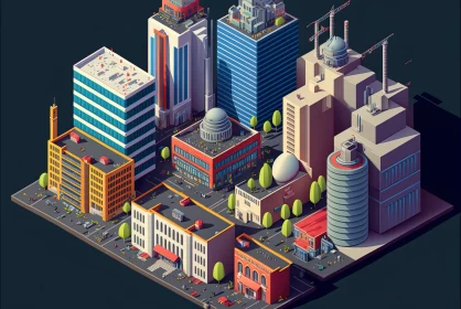 Urban Odyssey: A Sprawling Isometric Tapestry of Cityscapes