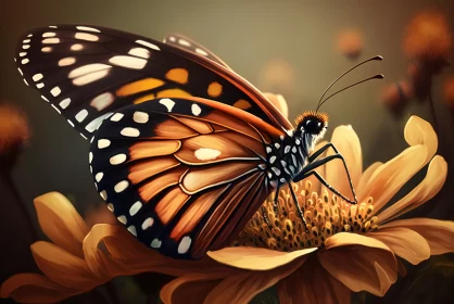 Flight of Wonder: A Macro Shot of a Plain Tiger Butterfly on a Flower