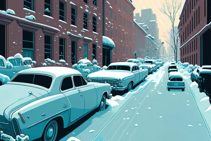 Winter Wonderland Unveiled: Enchanted Cars Amidst a Snow-Clad Cityscape