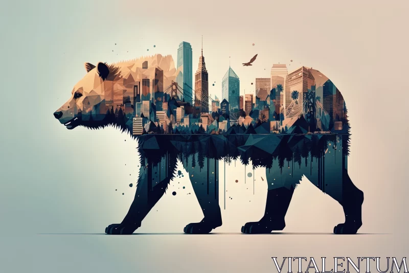 Enjoy an Urban Bear: A Metropolis Portrait AI Image