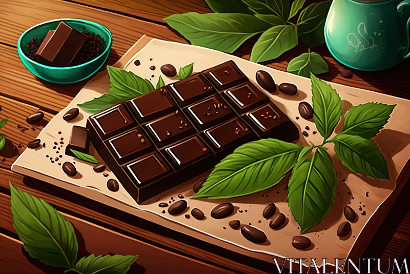 Indulgent Fusion: A Tempting Blend of Mint, Chocolate, and Coffee AI Image
