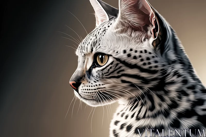 Silver Bengal Beauty: A Macro Look Into the World of Exotic Cats AI Image