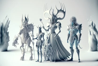 Whimsical Conclave: Enigmatic Figures in a Realm of Light