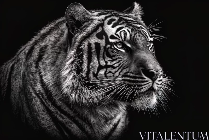 Majestic Monochrome: Front View of a Tiger AI Image