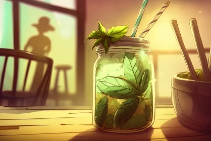 Refreshing Oasis: Indulge in the Cool Bliss of a Perfectly Crafted Iced Mojito AI Image
