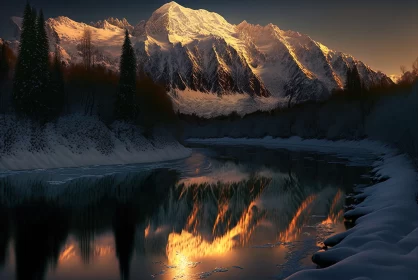 Frozen Echoes: Mont Blanc's Majestic Evening Reflection