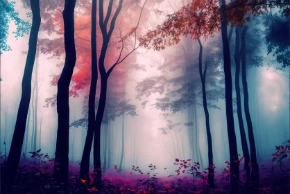 Enchanting Autumnal Beauty: A Foggy Woodland Delight