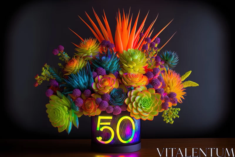 Glowing Memories: A Spectacular Neon 50th Birthday Celebration AI Image