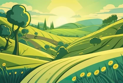 Emerald Dawn: The Enchanting Beauty of Sun-Kissed Green Fields