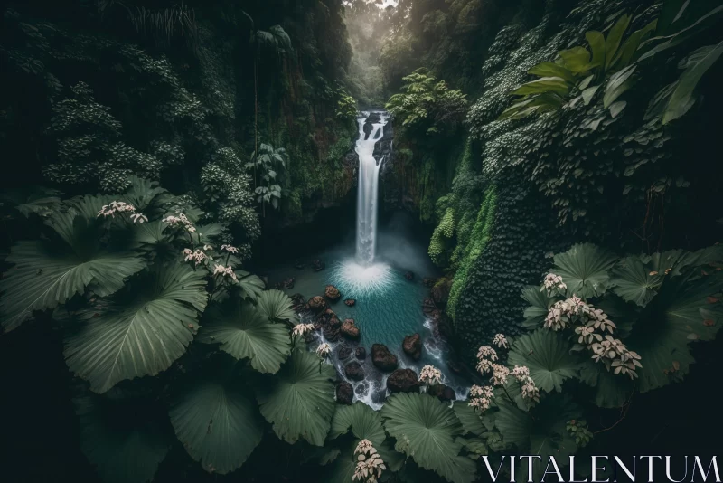Botanical Cascade: A Verdant Symphony in Bali's Enchanting Oasis AI Image