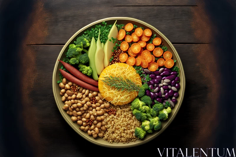 AI ART Harmony on a Plate: A Wholesome Symphony of Vibrant Vegetables and Nutrient-rich Legumes