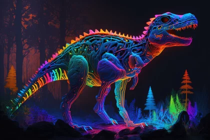 Admiring a Luminous Mesozoic Masterpiece AI Image